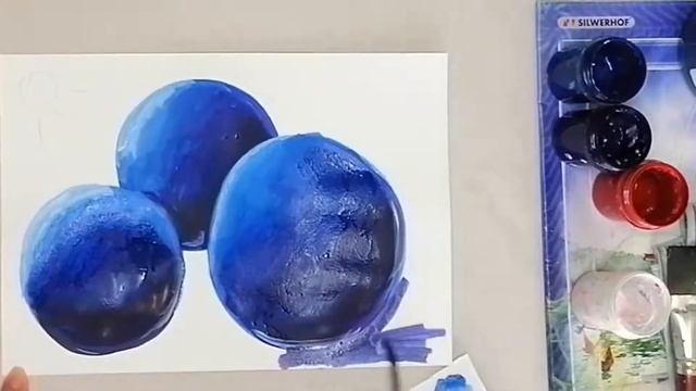 Голубые шары и капли Гуашь Рисуем с Любовью Draw with Love risunki смотреть онлайн