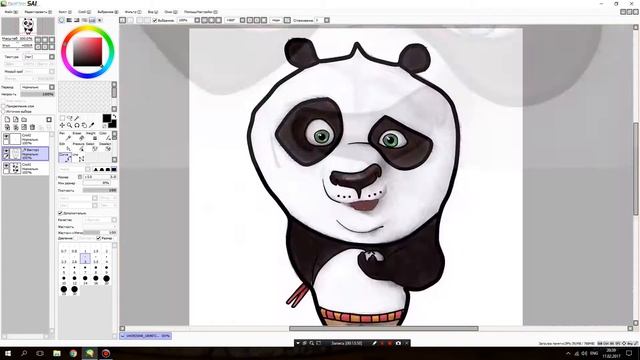 Рисуем кунгфу панду в paint tool sai мышкой смотреть онлайн