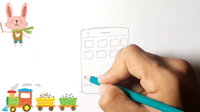 Drawing Phone for kids easy learn.Как нарисовать телефон для детей. смотреть онлайн