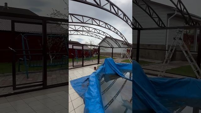 Навес над бассейном из поликарбоната смотреть онлайн