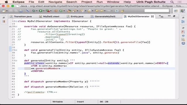 SWC xtext entity-relation example: codegeneration смотреть онлайн