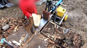 Дровокол в работе. Гидравлический дровокол на ДВС 6.5 л.с., НШ-10,  Р80-3\1-222