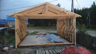 Каркасный гараж7х8 своими руками ч 1 Каркас.mp4 смотреть онлайн