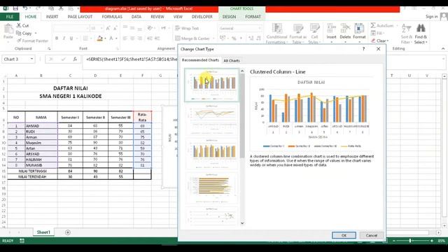Cara Membuat GRAFIK di EXCEL DIAGRAM dan LINE dengan 2 sumbu atau 2 axis смотреть онлайн