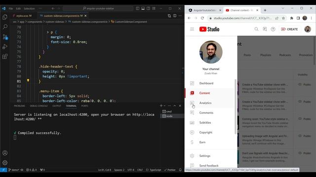 Create a YouTube sidebar clone with Angular Material Components! (Part 3 - Animations) смотреть онлайн