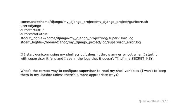 Django : How to use environment variables with supervisor, gunicorn and django (1.6) смотреть онлайн