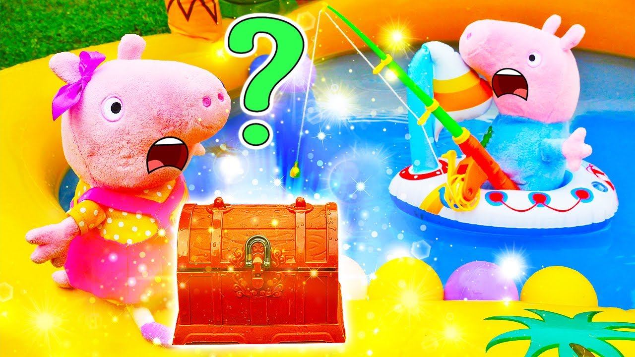 Видео про игрушки Свинка Пеппа – Пеппа и Джордж нашли сундук с сокровищами! Игры для детей смотреть онлайн