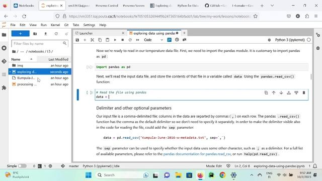 Geo-Python 2023 Lesson 5.1 - Exploring data using pandas смотреть онлайн
