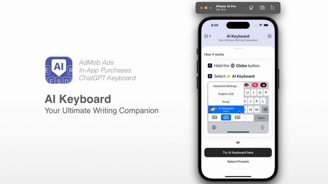 AI Keyboard - ChatGPT Keyboard Source Code | SwiftUI Full Xcode Project смотреть онлайн