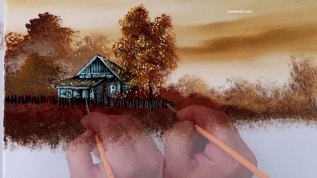 Green House By The Lake | Landscape Painting | Easy For Beginners