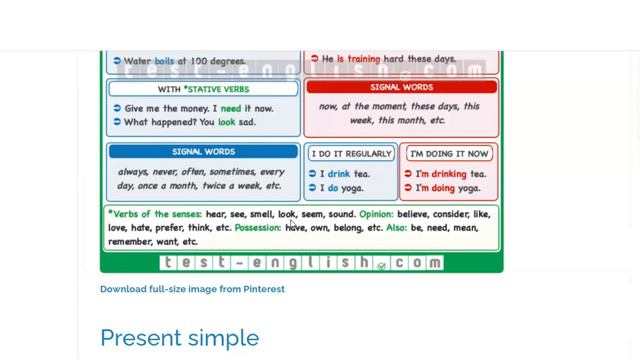 Сайт Test English. Present Simple or Present Continuous. смотреть онлайн