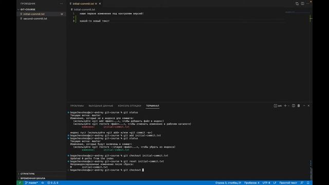 6.3 Git: Удаление данных - отмена подготовленных изменений смотреть онлайн
