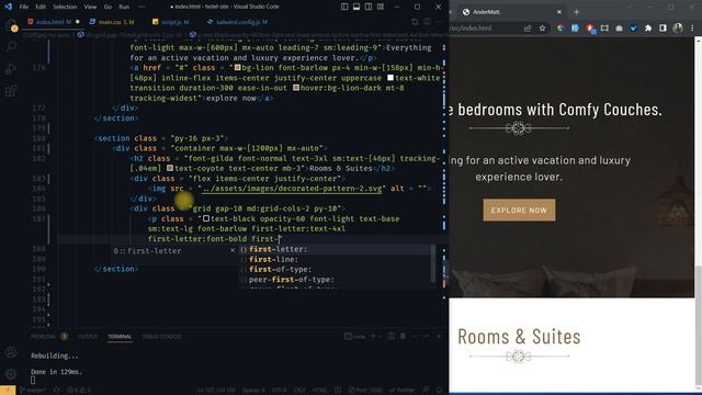 Hotel Booking Website Tutorial Using HTML CSS (Tailwind CSS) and JavaScript | Tailwind CSS Beginner смотреть онлайн