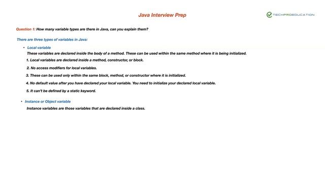 Java'da Kaç Variable Tipi Vardır? | Java Mülakat Soruları Ders-1| TechPro Education смотреть онлайн