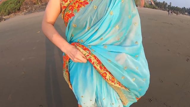 Индия, Гоа. Закат на Вагатор Бич. Как надеть сари самостоятельно? смотреть онлайн