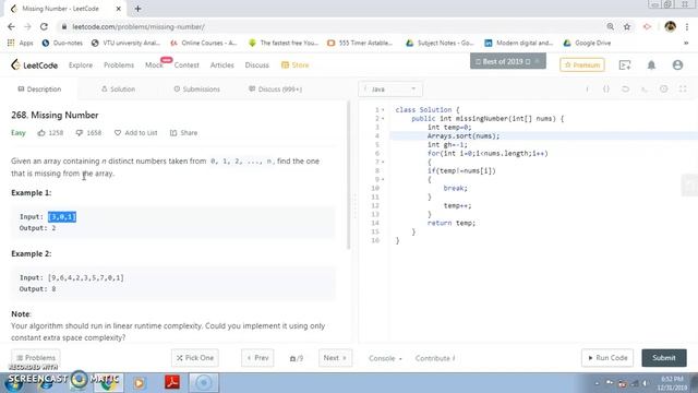 Missing Number | JAVA | LeetCode смотреть онлайн