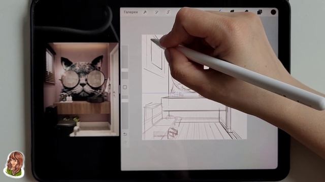 Sketch батл, рисуем кота в интерьере. Часть 1, построение. смотреть онлайн