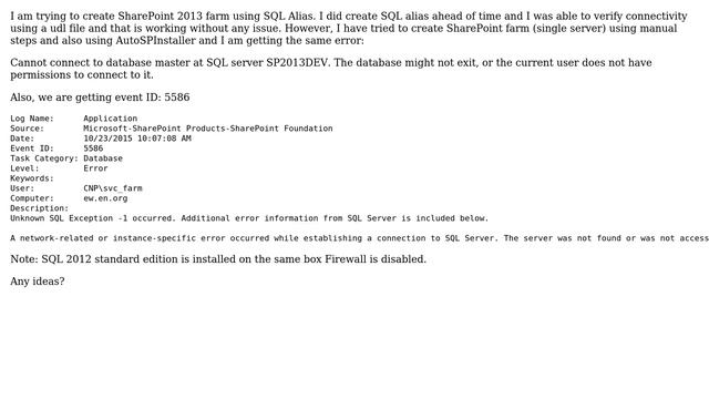 Sharepoint: Unable to create SharePoint Farm via SQL Alias (2 Solutions!!) смотреть онлайн