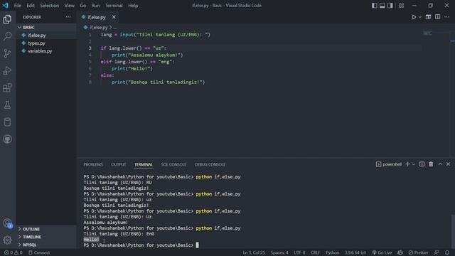 Python asoslari | #04 Shart Operatorlari - IF, ELSE смотреть онлайн