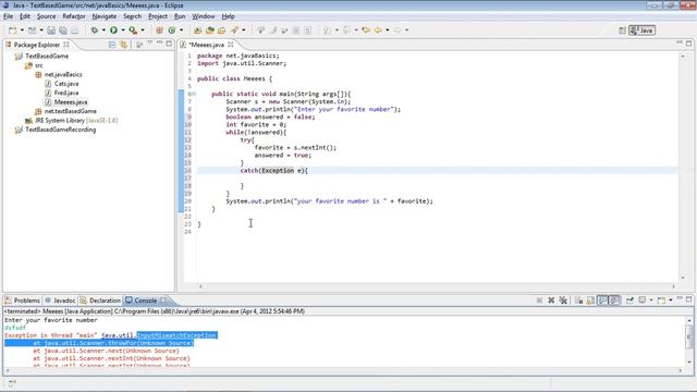 Java Beginner Tutorial 21 - Catching Errors (Exceptions) смотреть онлайн