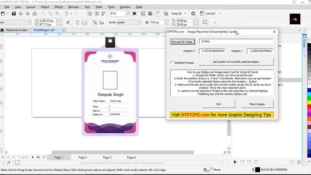 Place Image Multiple ID Card In CorelDraw || automatic id card in coreldraw || id card design смотреть онлайн