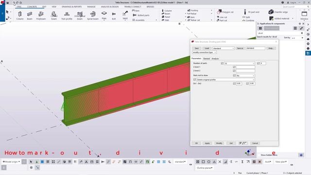 How to Mark-out,Divide and Cut beams and columns in Tekla Structures смотреть онлайн