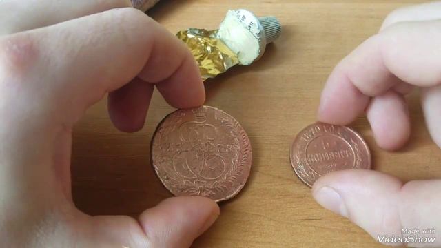 Патинирование медных монет в домашних условиях . Быстрый способ нанесения патины на монету ! смотреть онлайн