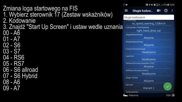 OBDeleven PRO - zmiana loga startowego na FIS Audi A6 C7 / Start up logo on FIS смотреть онлайн