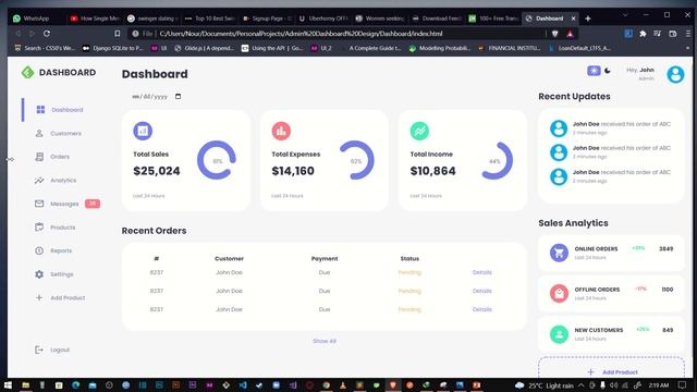 Admin Dashboard HTML, CSS, JavaScript, Material Icons смотреть онлайн
