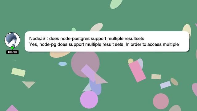 NodeJS : does node-postgres support multiple resultsets смотреть онлайн