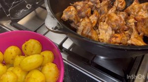 #Вкуснее кролика не ела#Тушёный кролик с картошкой в казане #