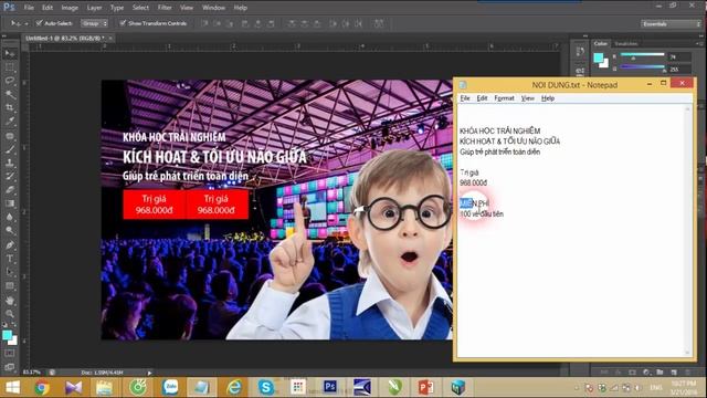 Photoshop CC 2015: Thiết kế ảnh chạy quảng cáo facebook không vượt quá 20% text - Bài 15 смотреть онлайн