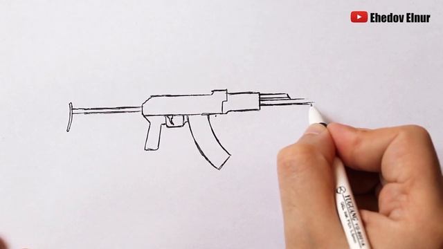 Как нарисовать автомат Калашникова АКМС