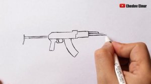 Как нарисовать автомат Калашникова АКМС