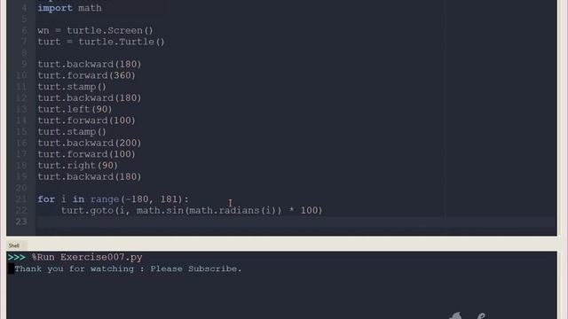 How to draw a Sine graph using Python Turtle? смотреть онлайн