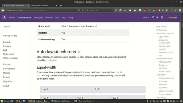 Tutoriel Bootstrap 4 : Positionner des éléments HTML avec La grille responsive смотреть онлайн