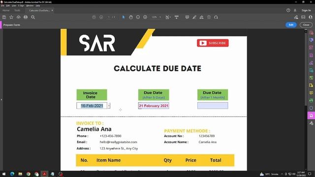 How to calculate DUE DATE in Adobe Acrobat with PDF Javascript смотреть онлайн
