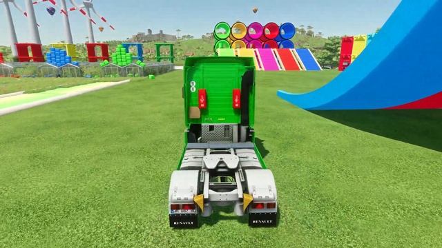 TESLA CARS TRANSPORT WITH RENAULT & COLOR TRUCKS - Farming Simulator 22 смотреть онлайн