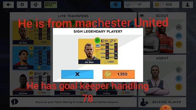 Machester United Goalkeeper (David De Gea)reduced and his rating in Dream League Soccer 21 смотреть онлайн