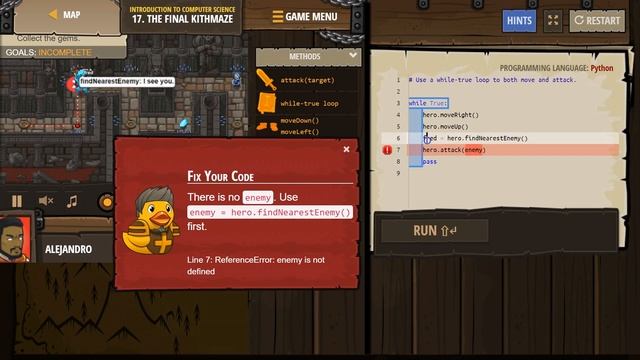 CodeCombat The Final Kithmaze - Level 17 Python Tutorial with Solution смотреть онлайн