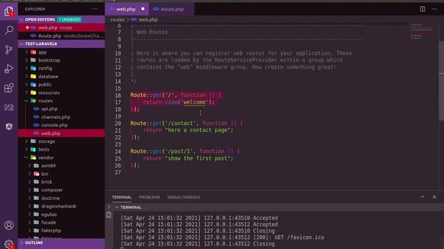 Laravel 8 tutorial : Define routes and managing naming routes - PART 5 смотреть онлайн
