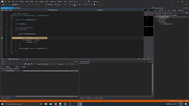 How to track down infinite loops and break out of them with Unity and Visual Studio смотреть онлайн