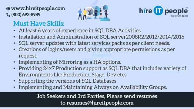 Database Administration Jobs | MS SQL Server Jobs | BELLEVUE, WA | Job ID 32144 | смотреть онлайн