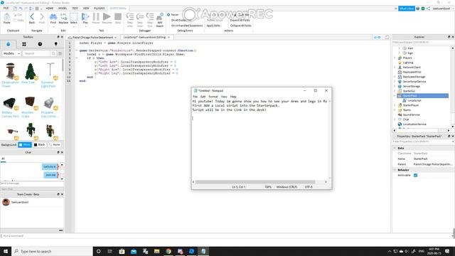 How to see your Legs or Arms in Roblox Studio смотреть онлайн