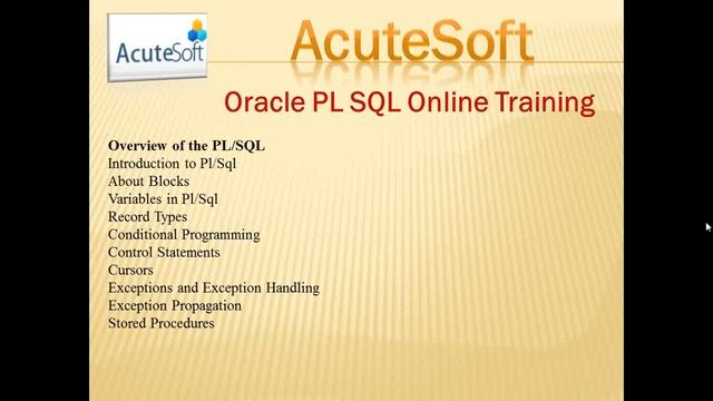 Oracle PL SQL Online Training смотреть онлайн