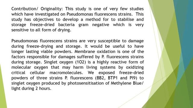 Accelerated Oxidation Test of Freeze Dried Pseudomonas Fluorescens BTP1, BB2 and PI9 Strains TAJAM смотреть онлайн