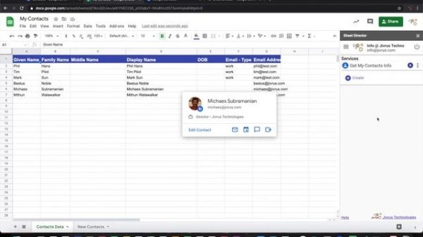 How to integrate Google Sheets and Google Contacts?