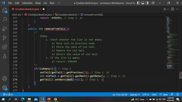 [Java Example] Lecture 24a - Removing the value of tail from DoublyLinkedList смотреть онлайн