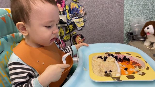 Кушаем первый раз пшеничную кашу не измельчённую (возраст 1,8) 🙆🏻♀️ Данил кушает смотреть онлайн