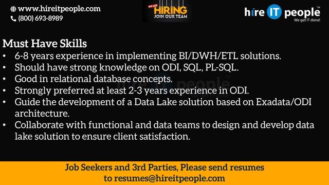 Oracle Fusion Technology Jobs | ODI - Oracle Data Integrator Jobs | Washington, DC | Job ID: 33253 смотреть онлайн